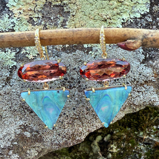 Tourmaline and Boulder Opal Two Stone Joyce Earrings