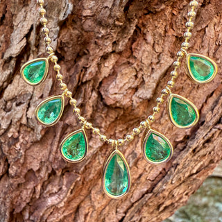 Pear Shaped Emerald Bali Necklace