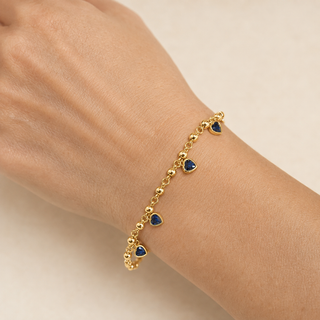 Heart Shape Blue Sapphire Festoon Bracelet