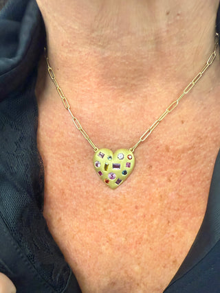 Mutlicolor Saapphire Remi Heart Necklace