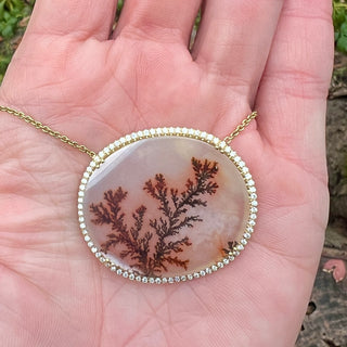 Oval Dendritic Agate Layla Necklace