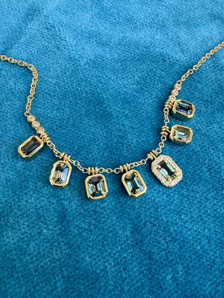 Emerald Cut Montana Sapphire Fringe Necklace