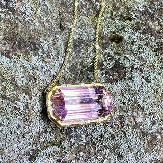 Emerald Cut Kunzite Sprinkle Necklace