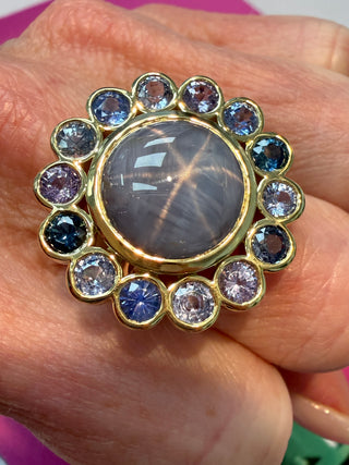 Star Sapphire & Blue Sapphire Gradient Ring