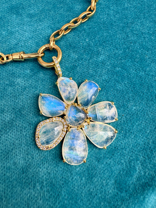 Rainbow Moonstone Gemma Flower Pendant