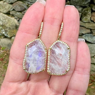 Rainbow Moonstone Temple Earrings