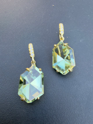 Mirror Cut Green Amethyst Joyce Earrings