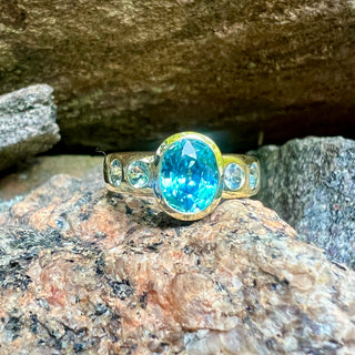 Blue Zircon and Tourmaline Samira Ring