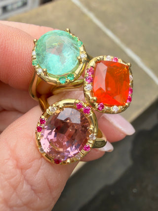 Pink Tourmaline and Pink Sapphire Sprinkle Ring