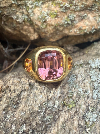 Pink Tourmaline and Mandarin Garnet Olena Ring