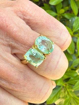 Oval and Cushion Cut Emerald Duet Ring