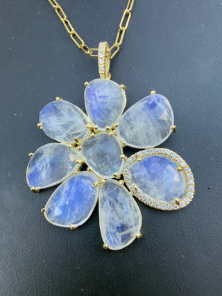 Rainbow Moonstone Gemma Flower Pendant