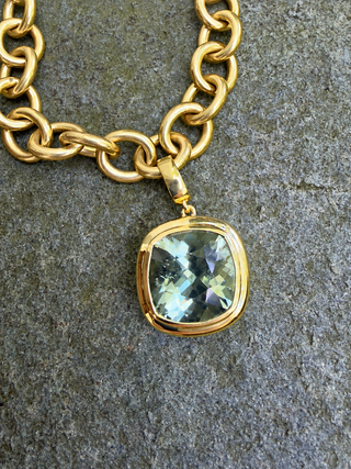 Cushion Cut Green Amethyst Revival Pendant