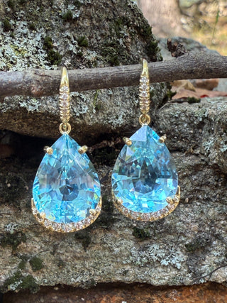 Pear Shaped Blue Topaz Lana Earrings