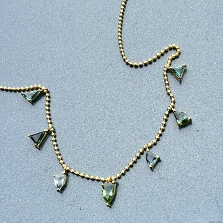 Geometric Shaped Blue and Green Sapphire Bali Necklace