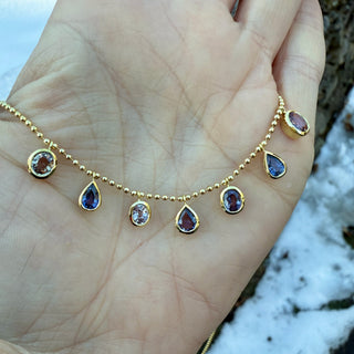 Oval and Pear Shaped Purple Sapphire Bali Necklace