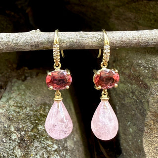 Tourmaline and Morganite Briolette Joyce Earrings