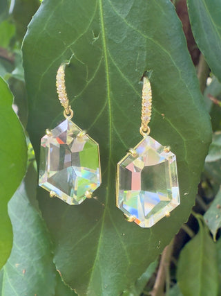 Mirror Cut Green Amethyst Joyce Earrings