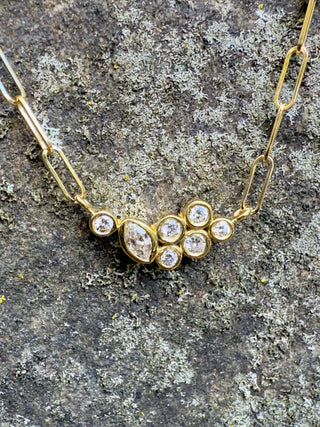 Marquis and Round Diamond Bubble Bea Necklace
