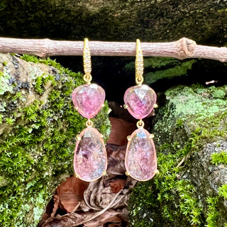 Joyce Pink Tourmaline Two Stone Earrings