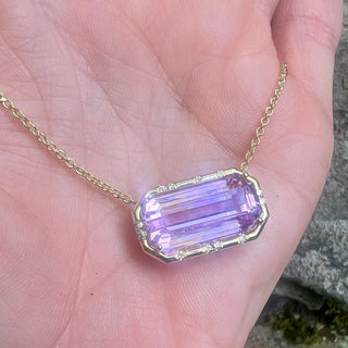 Emerald Cut Kunzite Sprinkle Necklace