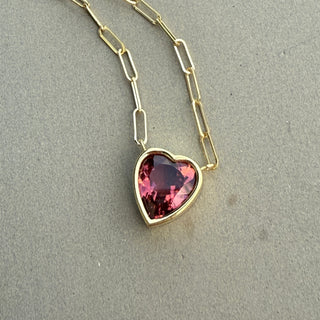 Heart Shaped Pink Tourmaline Bea Neckalce