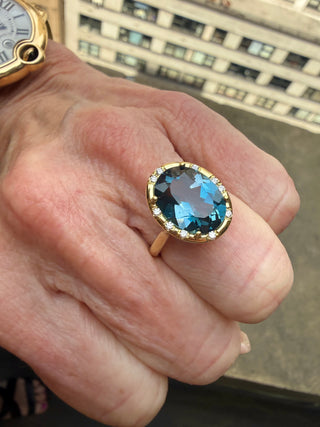 Oval London Blue Topaz Sprinkle Ring