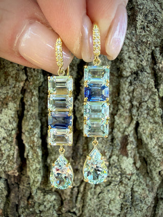 Aquamarine & Blue Sapphire Joyce Earrings