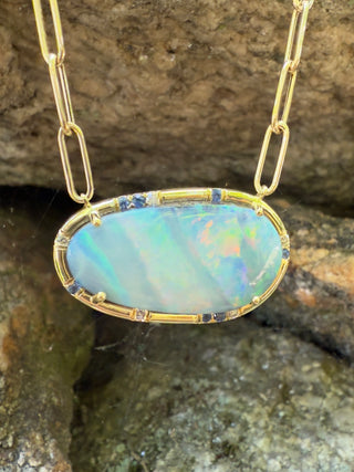 Boulder Opal and Blue Sapphire Sprinkle Necklace