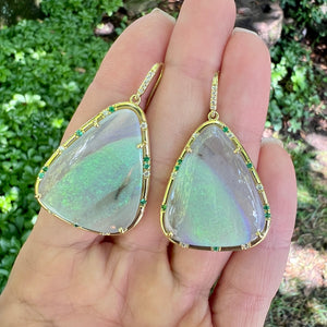 Lightning Ridge Opal and Emerald Sprinkle Earrings