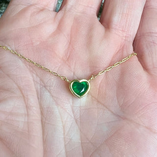 Heart Shaped Emerald Small Bea Necklace