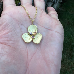 Orange and Pink Sapphire Pansy Necklace