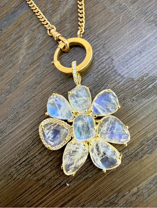 Rainbow Moonstone Gemma Flower Pendant