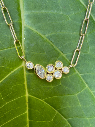 Marquis and Round Diamond Bubble Bea Necklace