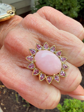 Pink Opal and Pink Sapphire Blossom Ring