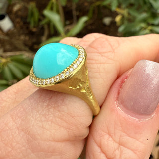 Sleeping Beauty Turquoise Flower Impression Ring