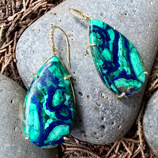 Pear Shaped Azurite Malachite Joyce Earrings