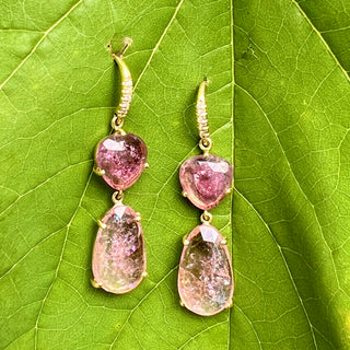 Joyce Pink Tourmaline Two Stone Earrings