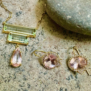 Green Beryl and Morganite Vanessa Necklace