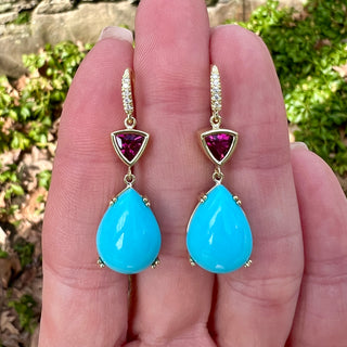 Garnet and Turquoise 2 Stone Joyce Earrings