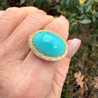 Sleeping Beauty Turquoise Flower Impression Ring