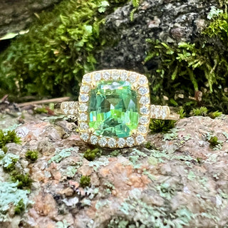 Green Garnet Cushion Mischa Ring