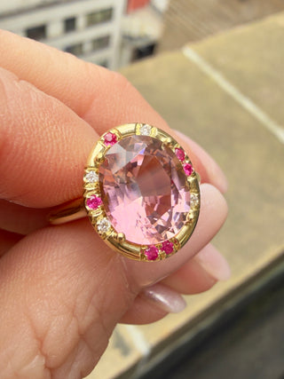 Pink Tourmaline and Pink Sapphire Sprinkle Ring