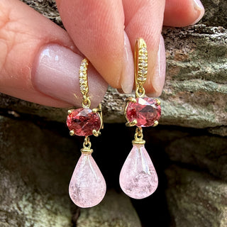 Tourmaline and Morganite Briolette Joyce Earrings