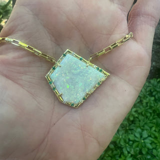 Geometric Opal and Emerald sprinkle Necklace