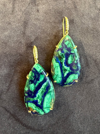 Pear Shaped Azurite Malachite Joyce Earrings