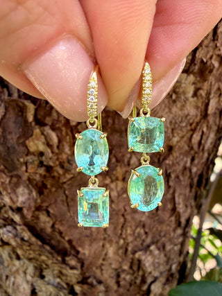 Mixed Shape Emerald Hi-Lo Joyce Earrings