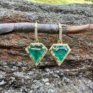 Emerald Shield Shaped Sprinkle Earrings