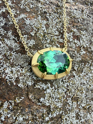 Oval Green Tourmaline Griffen Necklace