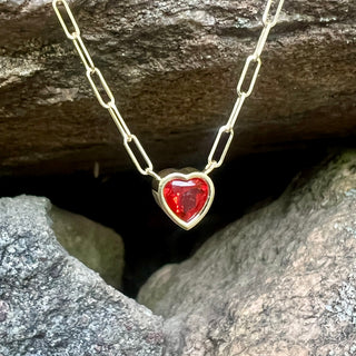 Heart Shape Fire Opal Bea Necklace